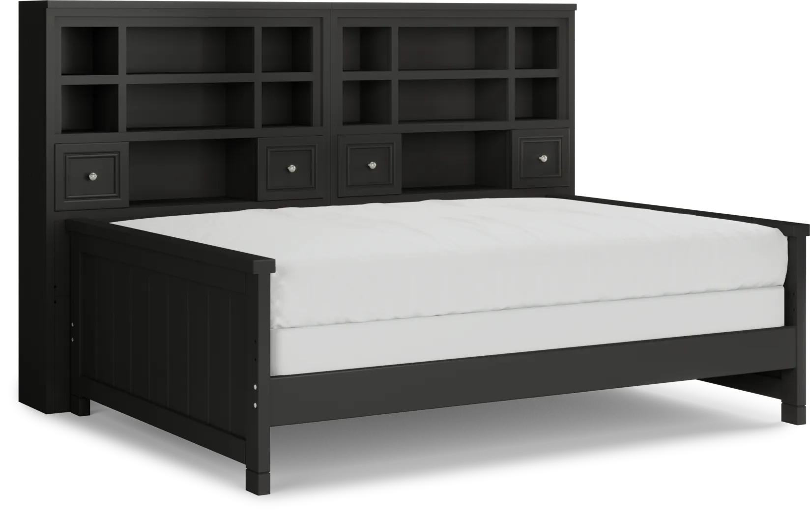 Kids Cottage Colors Black Full Bookcase Wall Bed - Thumbnail - Image 1