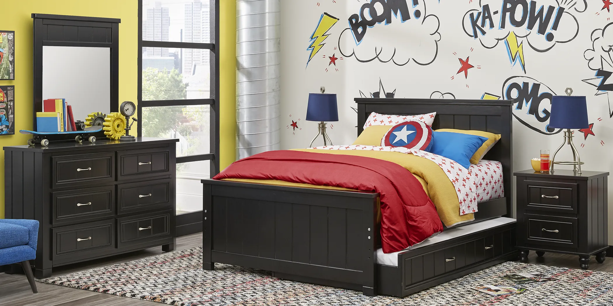 Kids Cottage Colors Black 5 Pc Full Panel Bedroom - Thumbnail - Image 1