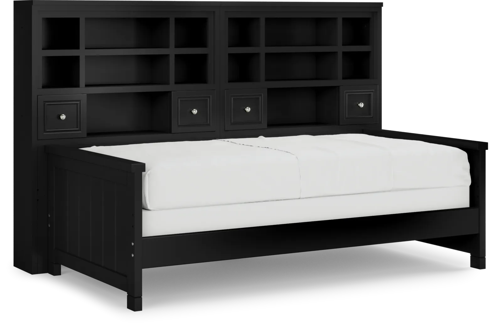 Kids Cottage Colors Black Twin Bookcase Wall Bed - Thumbnail - Image 1