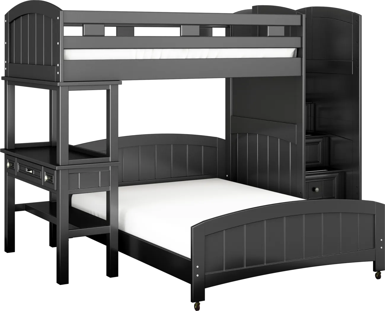 Kids Cottage Colors Black Twin/Full Step Loft Bed with Desk - Thumbnail - Image 1