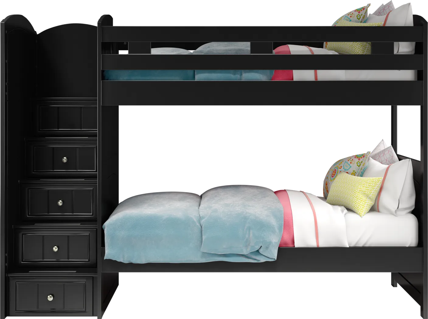 Kids Cottage Colors Black Twin/Twin Step Bunk Bed - Thumbnail - Image 3