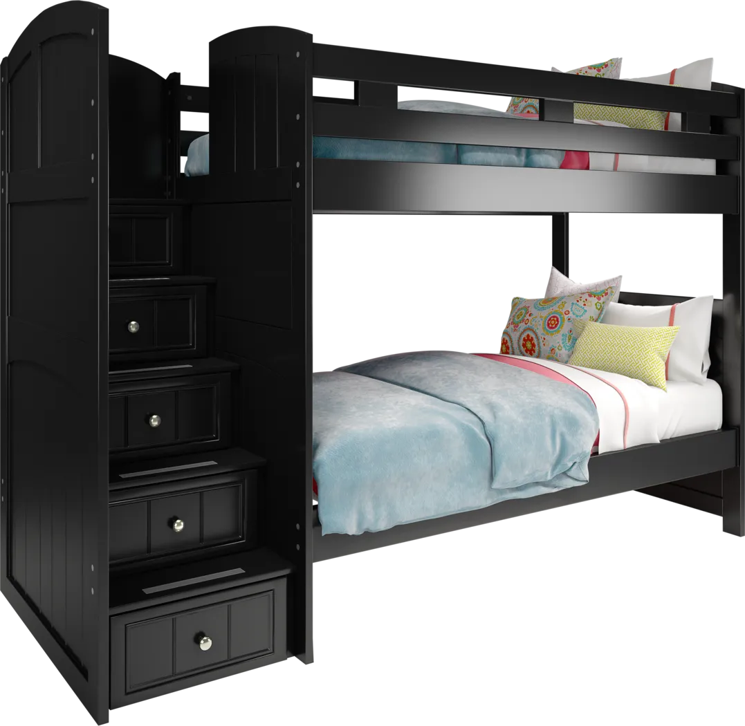 Kids Cottage Colors Black Twin/Twin Step Bunk Bed - Thumbnail - Image 1