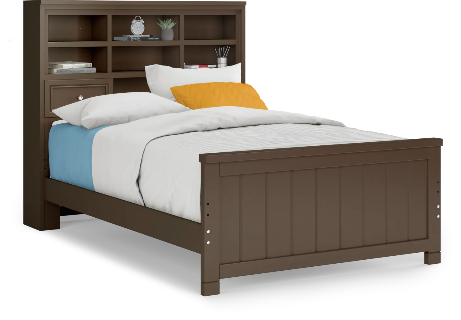 Kids Cottage Colors Chocolate 3 Pc Full Bookcase Bed - Thumbnail - Image 1