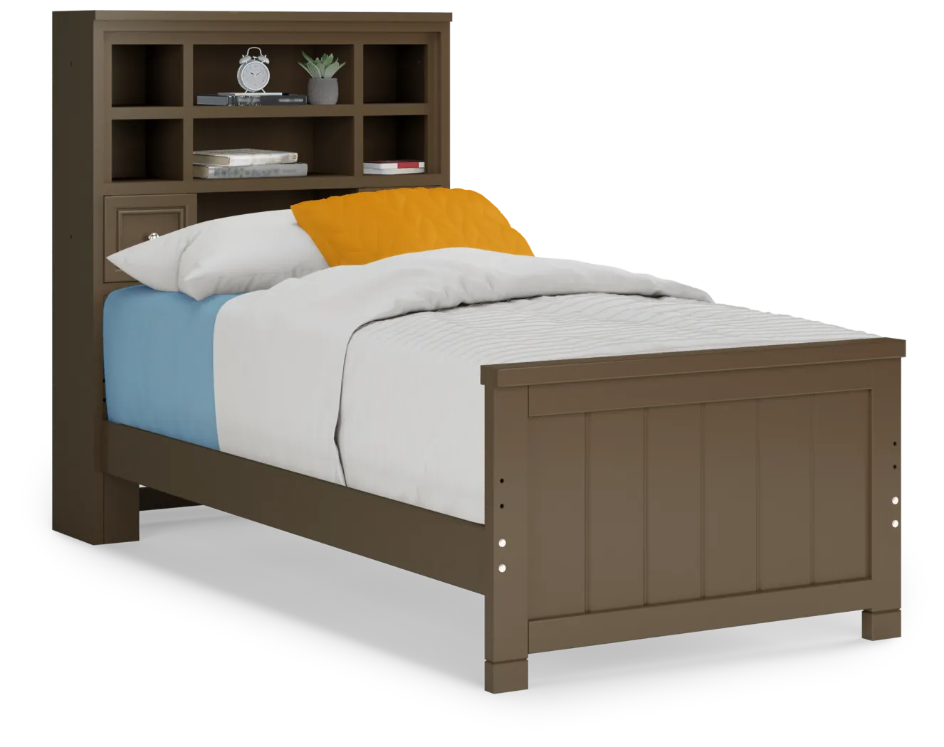 Kids Cottage Colors Chocolate 5 Pc Twin Bookcase Bedroom - Thumbnail - Image 2