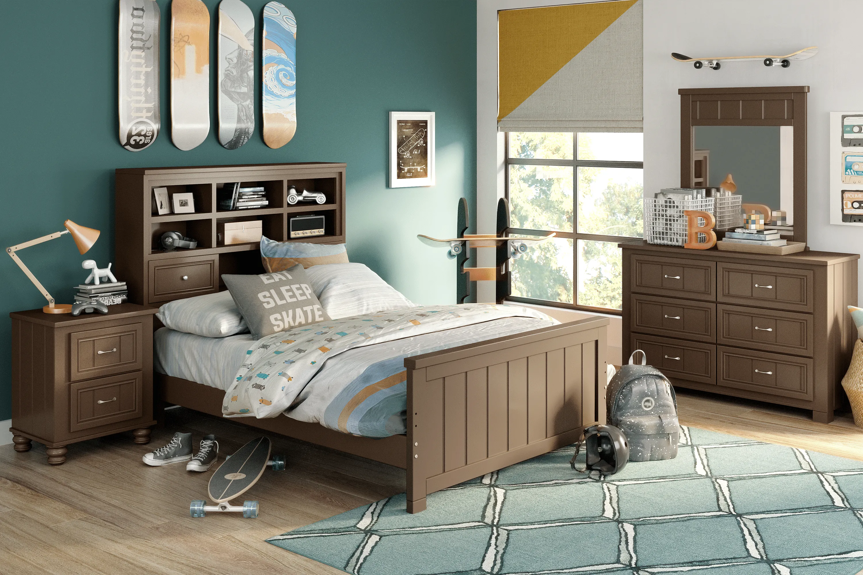 Kids Cottage Colors Chocolate 3 Pc Full Bookcase Bed - Thumbnail - Image 2