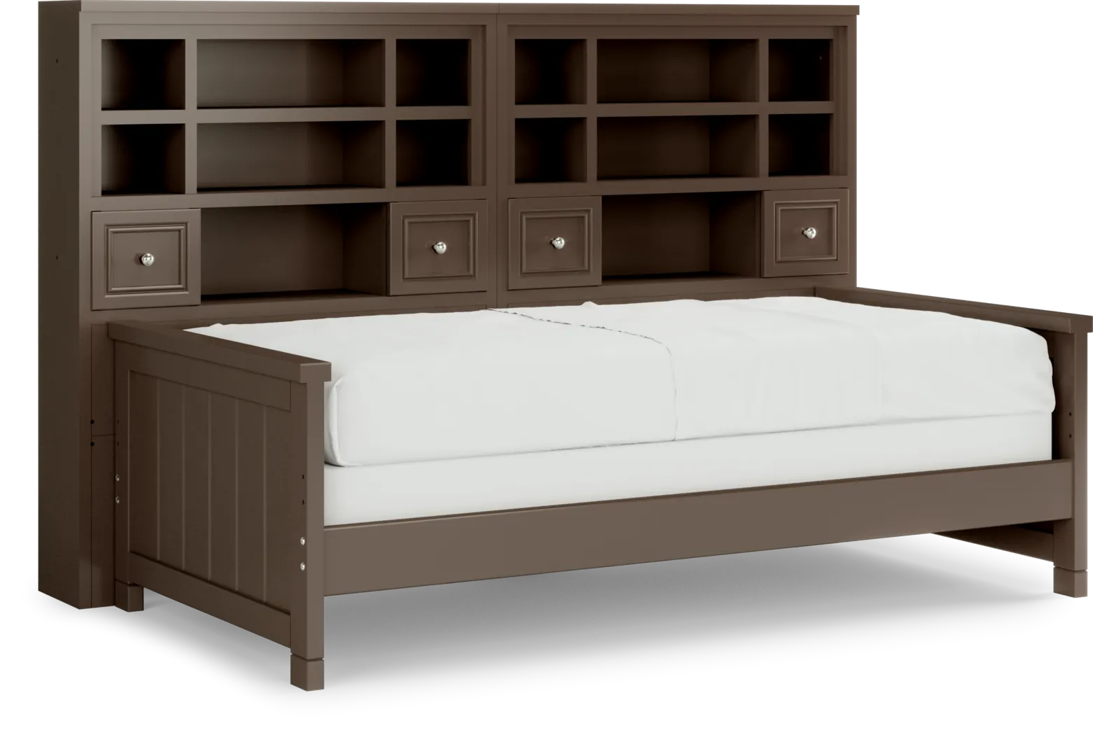 Kids Cottage Colors Chocolate 5 Pc Twin Bookcase Wall Bed - Thumbnail - Image 1