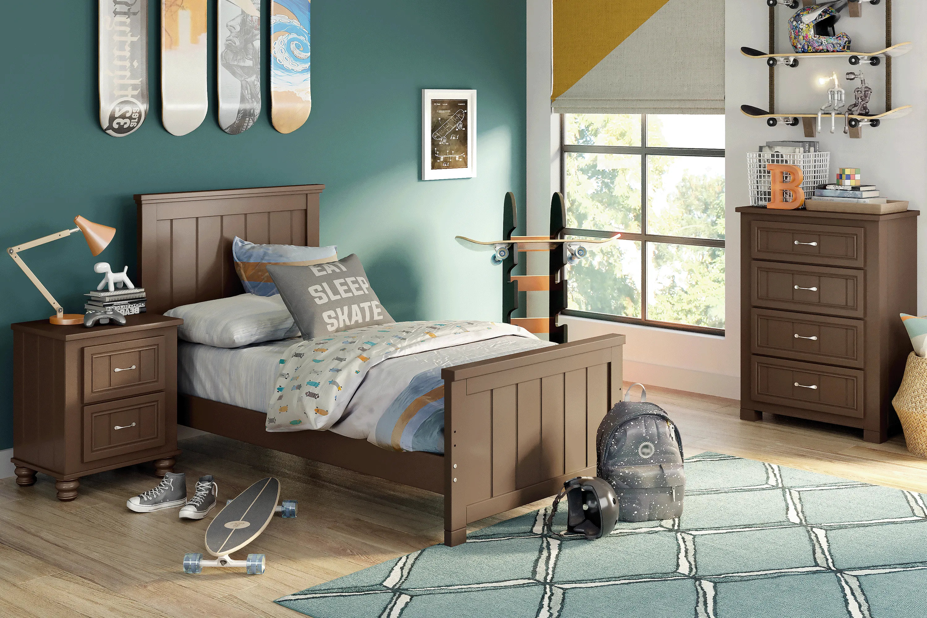 Kids Cottage Colors Chocolate 5 Pc Twin Panel Bedroom - Thumbnail - Image 1