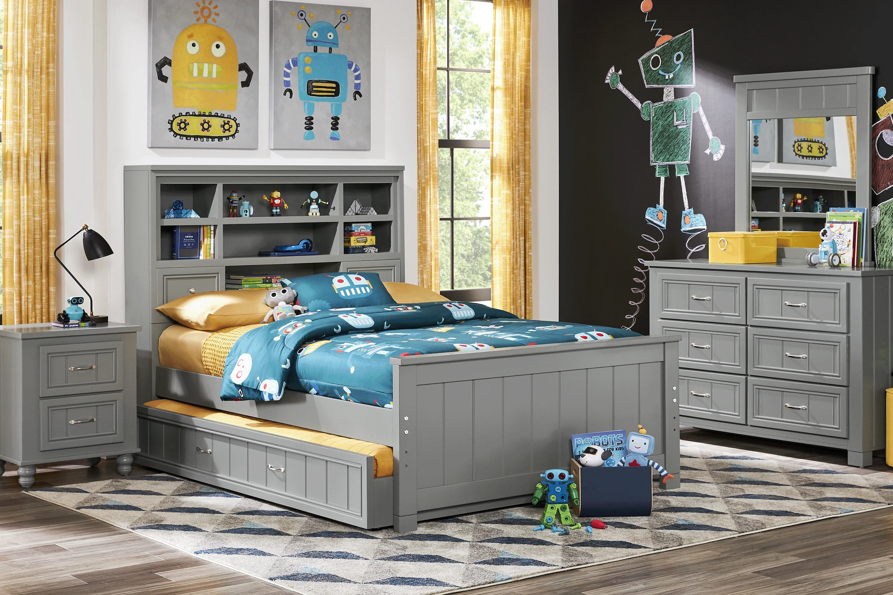Kids Cottage Colors Gray Full Bookcase Bed - Thumbnail - Image 2