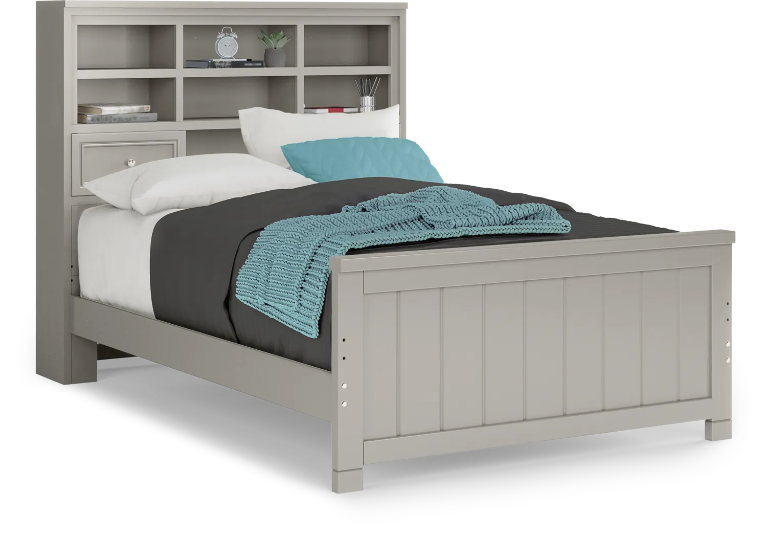 Kids Cottage Colors Gray Full Bookcase Bed - Thumbnail - Image 1