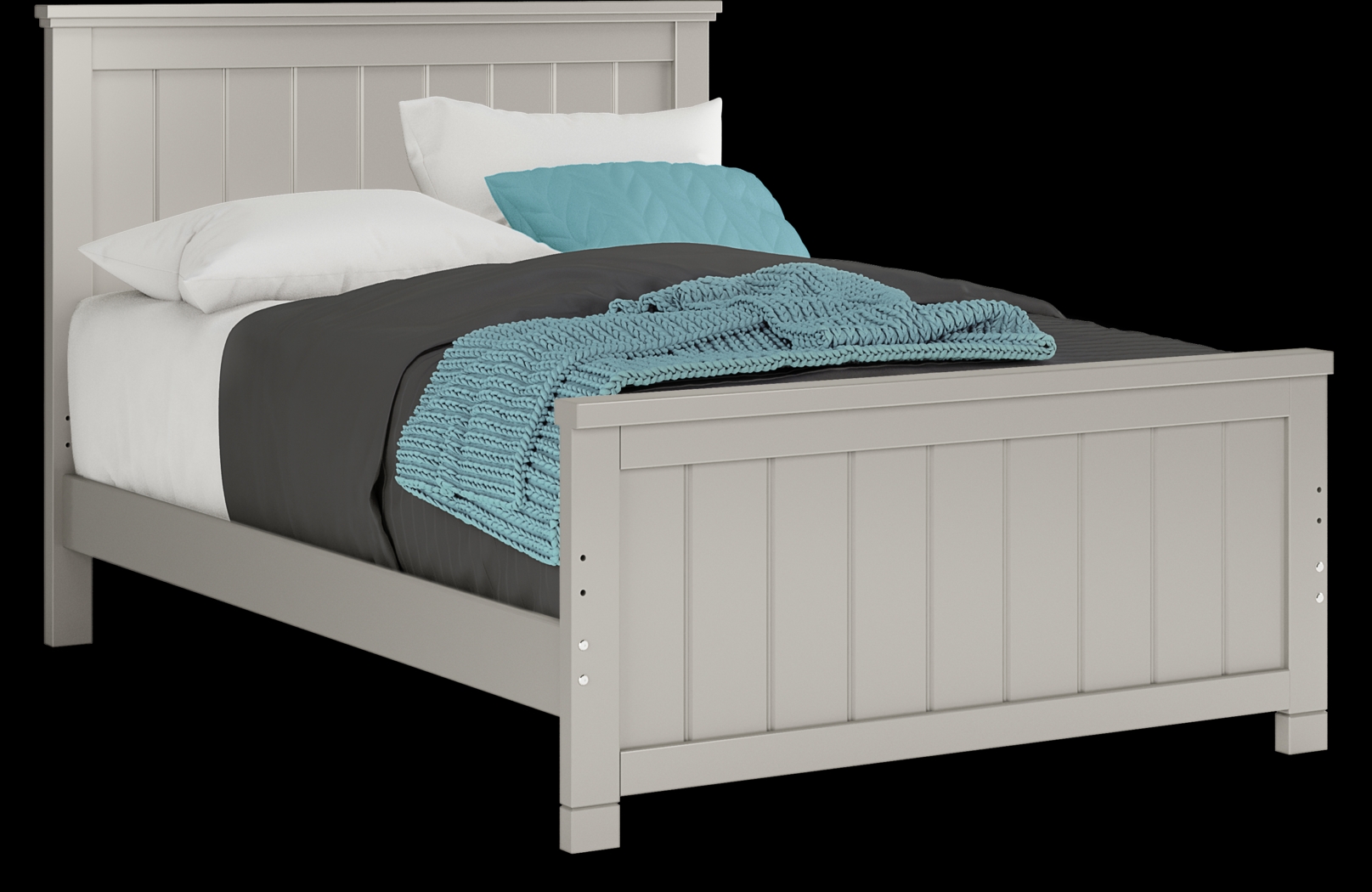 Kids Cottage Colors Gray Full Panel Bed - Thumbnail - Image 1