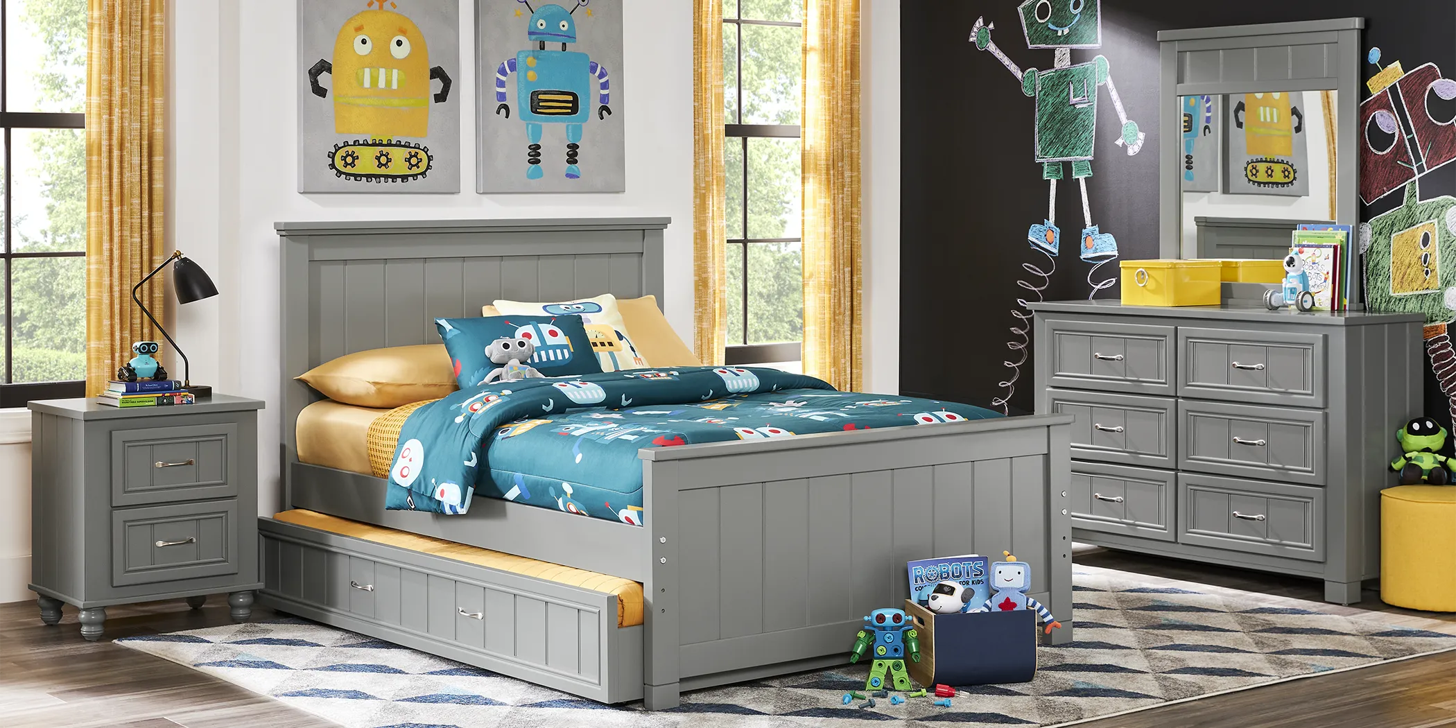 Kids Cottage Colors Gray Full Panel Bedroom - Thumbnail - Image 3