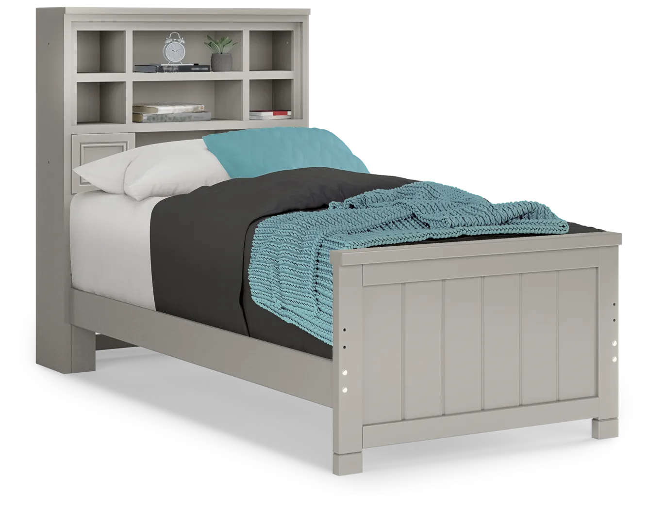 Kids Cottage Colors Gray Twin Bookcase Bed - Thumbnail - Image 1