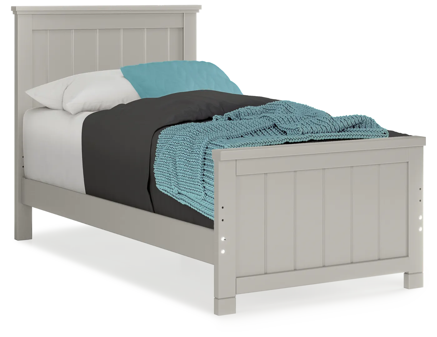 gray 3 pc twin panel bed