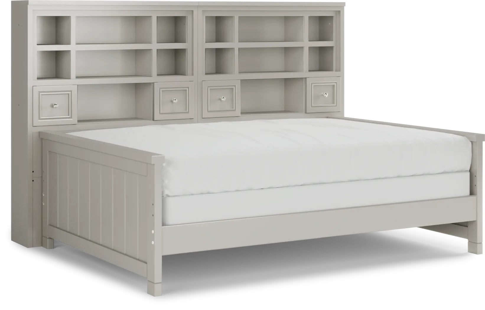Kids Cottage Colors Gray Full Bookcase Wall Bed - Thumbnail - Image 1