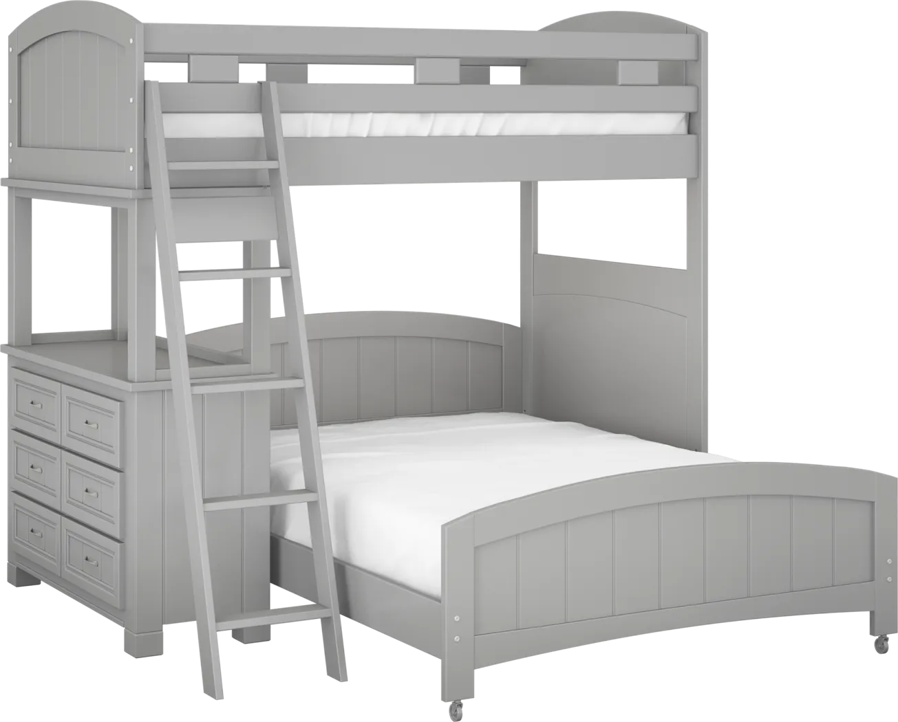 Kids Cottage Colors Gray Twin/Full Loft Bed with Dresser - Thumbnail - Image 1