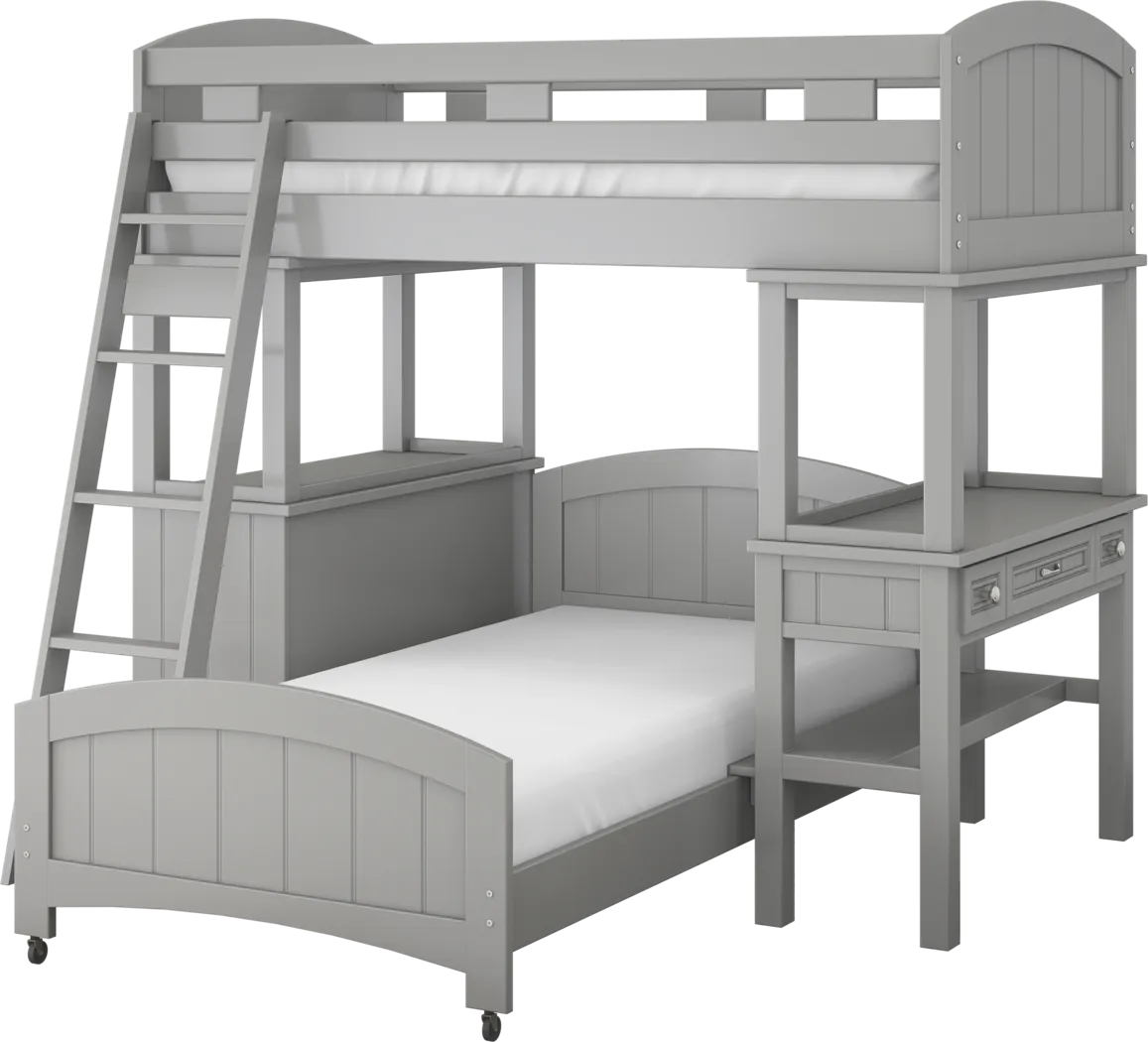Kids Cottage Colors Gray Twin Loft Bunk with Desk and Dresser - Thumbnail - Image 3