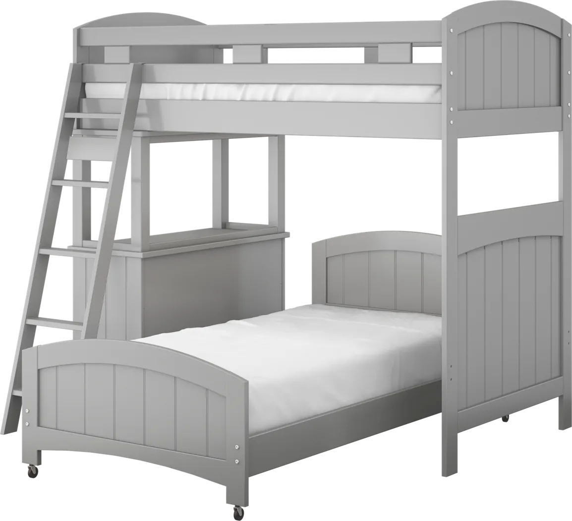 Kids Cottage Colors Gray Twin/Twin Loft Bunk Bed with Dresser - Thumbnail - Image 3
