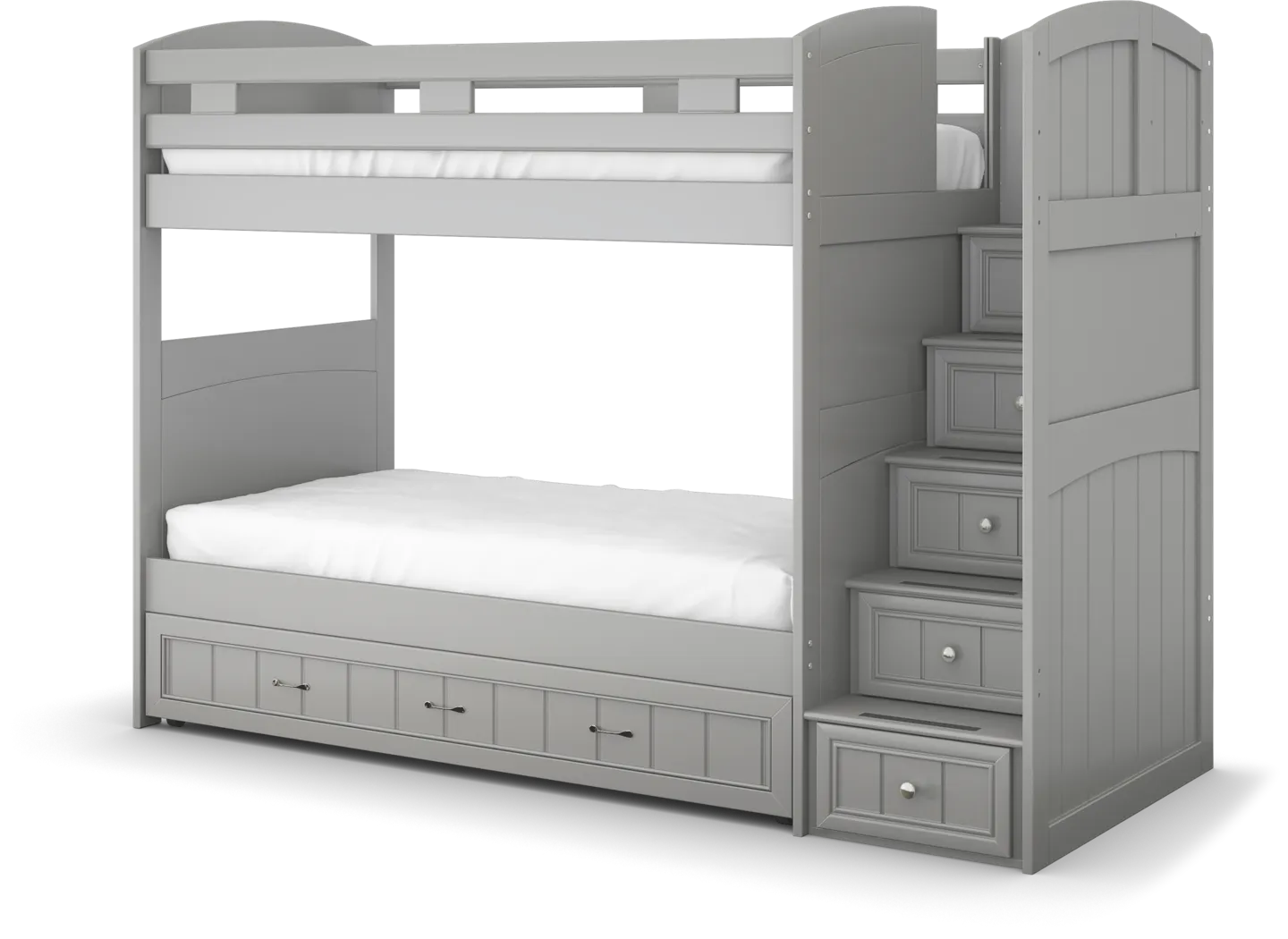 Kids Cottage Colors Gray Twin/Twin Step Bunk Bed - Thumbnail - Image 1