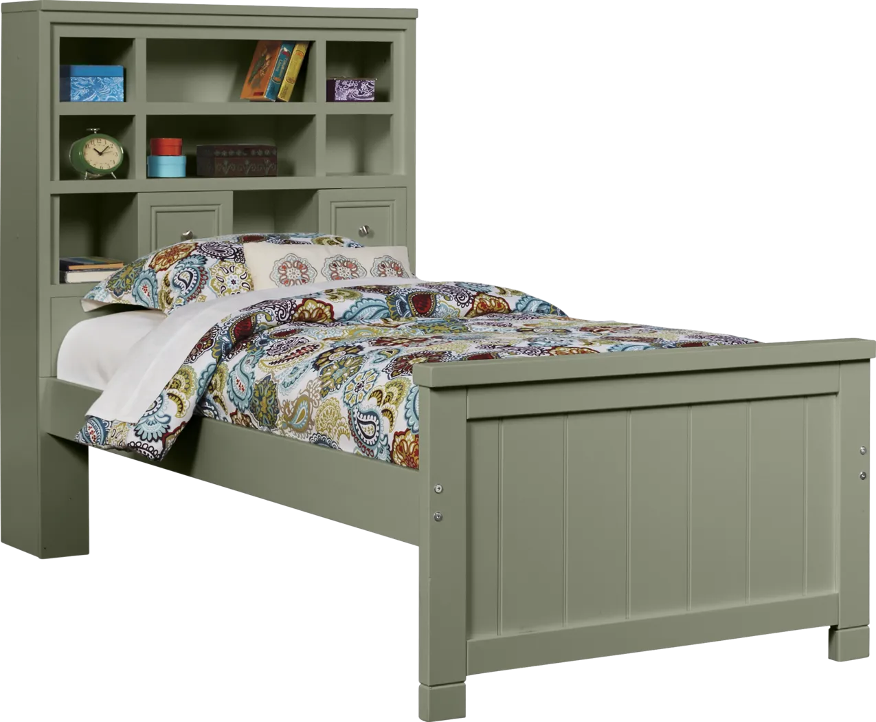 Kids Cottage Colors Green 5 Pc Twin Bookcase Bedroom - Thumbnail - Image 2