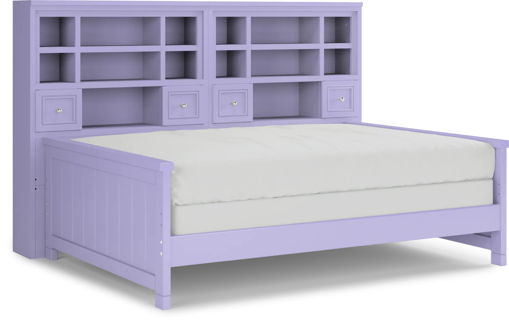 Kids Cottage Colors Lavender Full Bookcase Wall Bed - Thumbnail - Image 1
