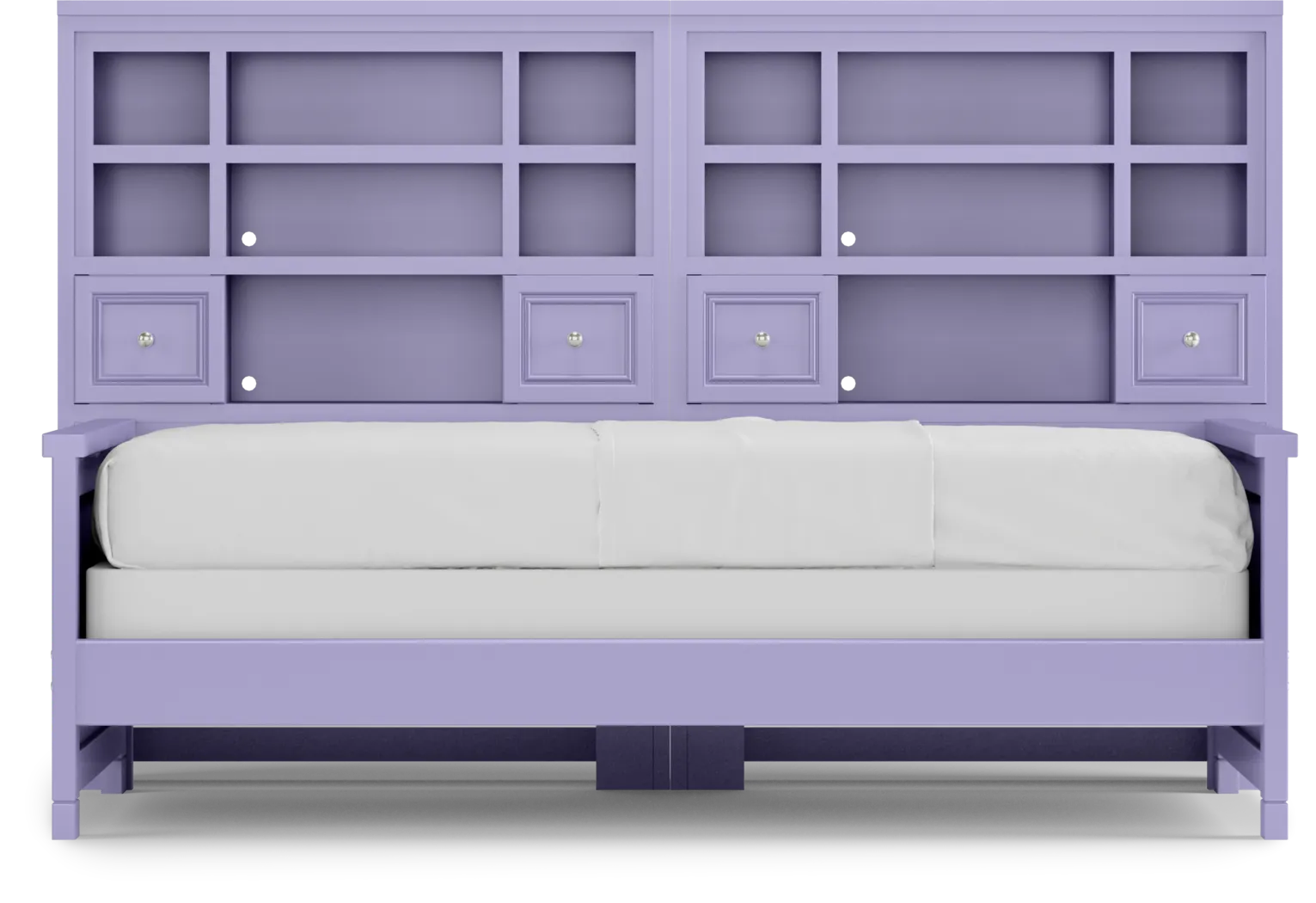 Kids Cottage Colors Lavender Twin Bookcase Wall Bed - Thumbnail - Image 2