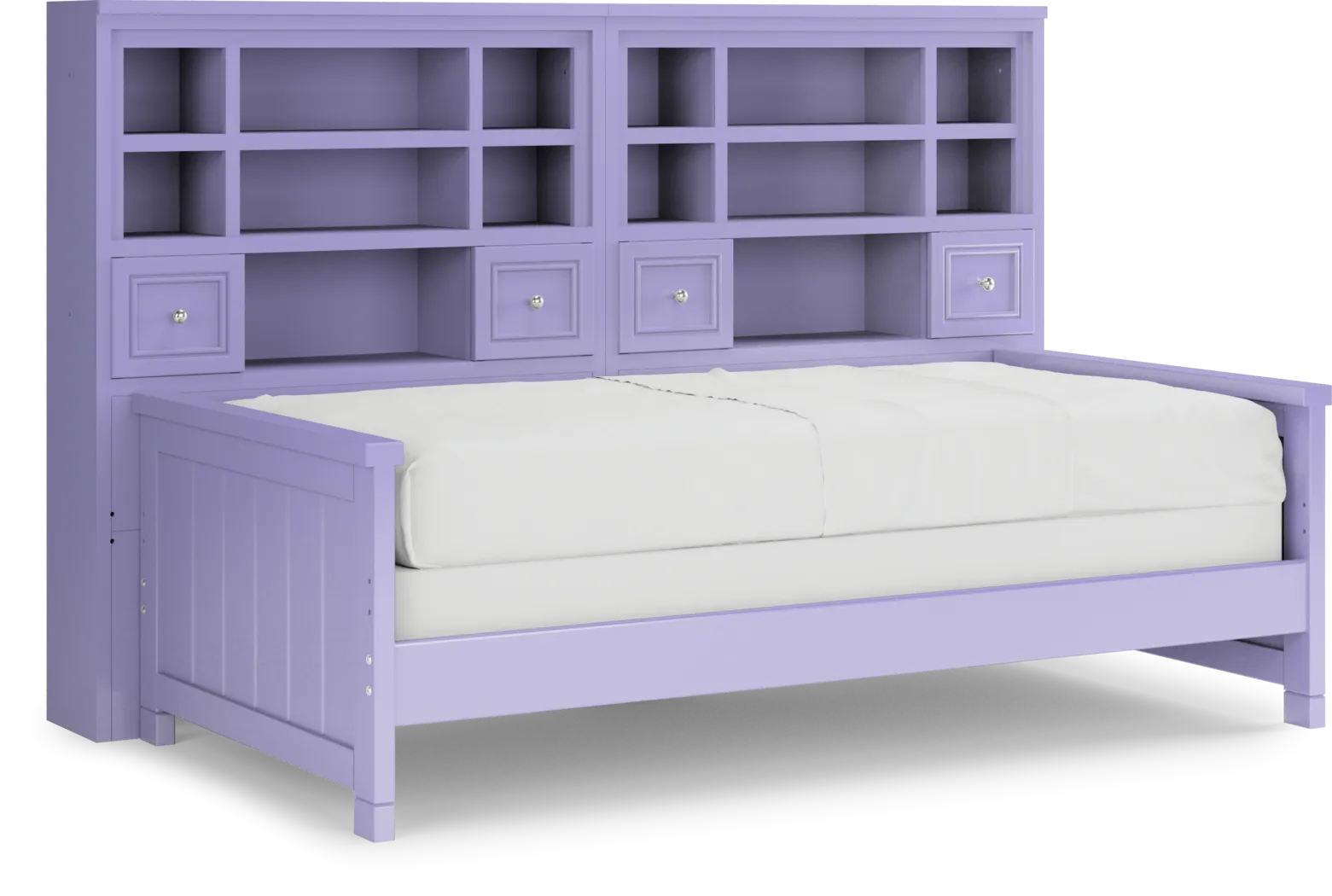 Kids Cottage Colors Lavender Twin Bookcase Wall Bed - Thumbnail - Image 1