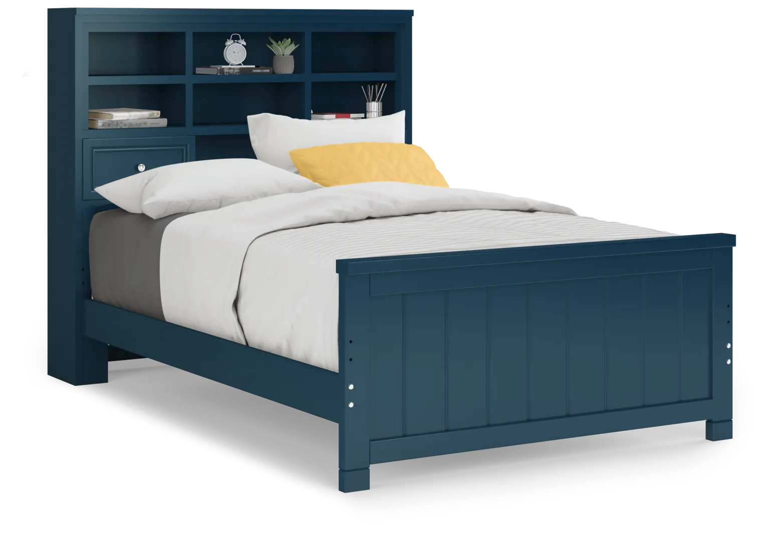 navy 3 pc full bookcase bed