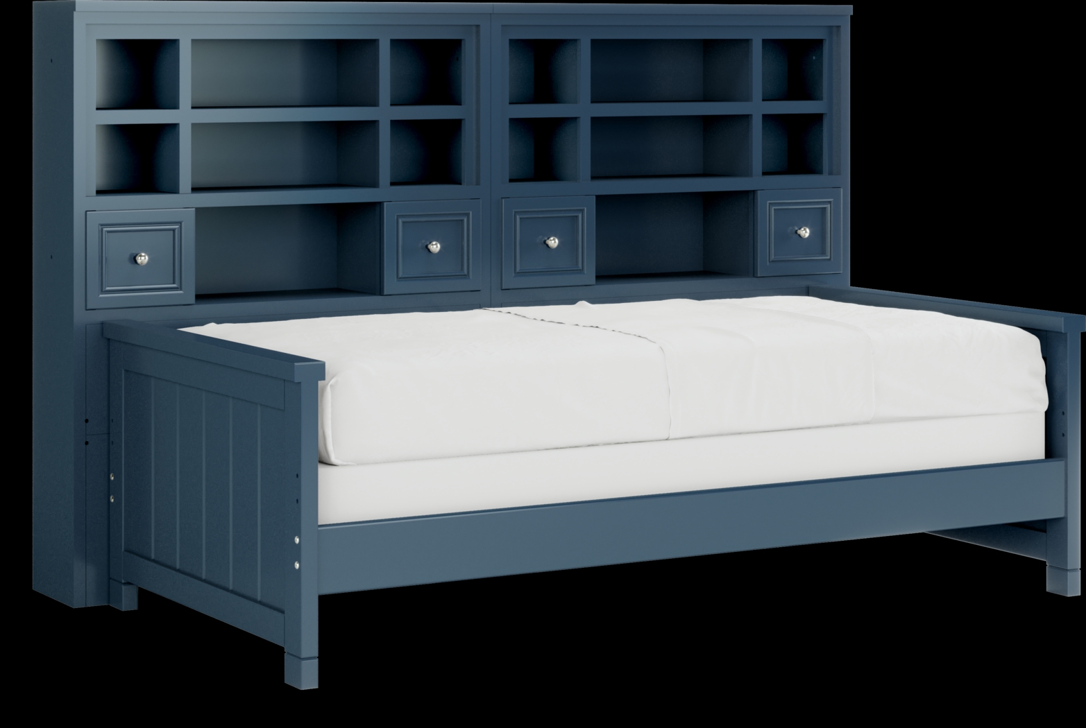 Kids Cottage Colors Navy Twin Bookcase Wall Bed - Thumbnail - Image 1