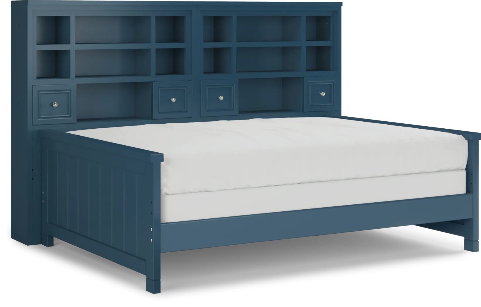 Kids Cottage Colors Navy Full Bookcase Wall Bed - Thumbnail - Image 1