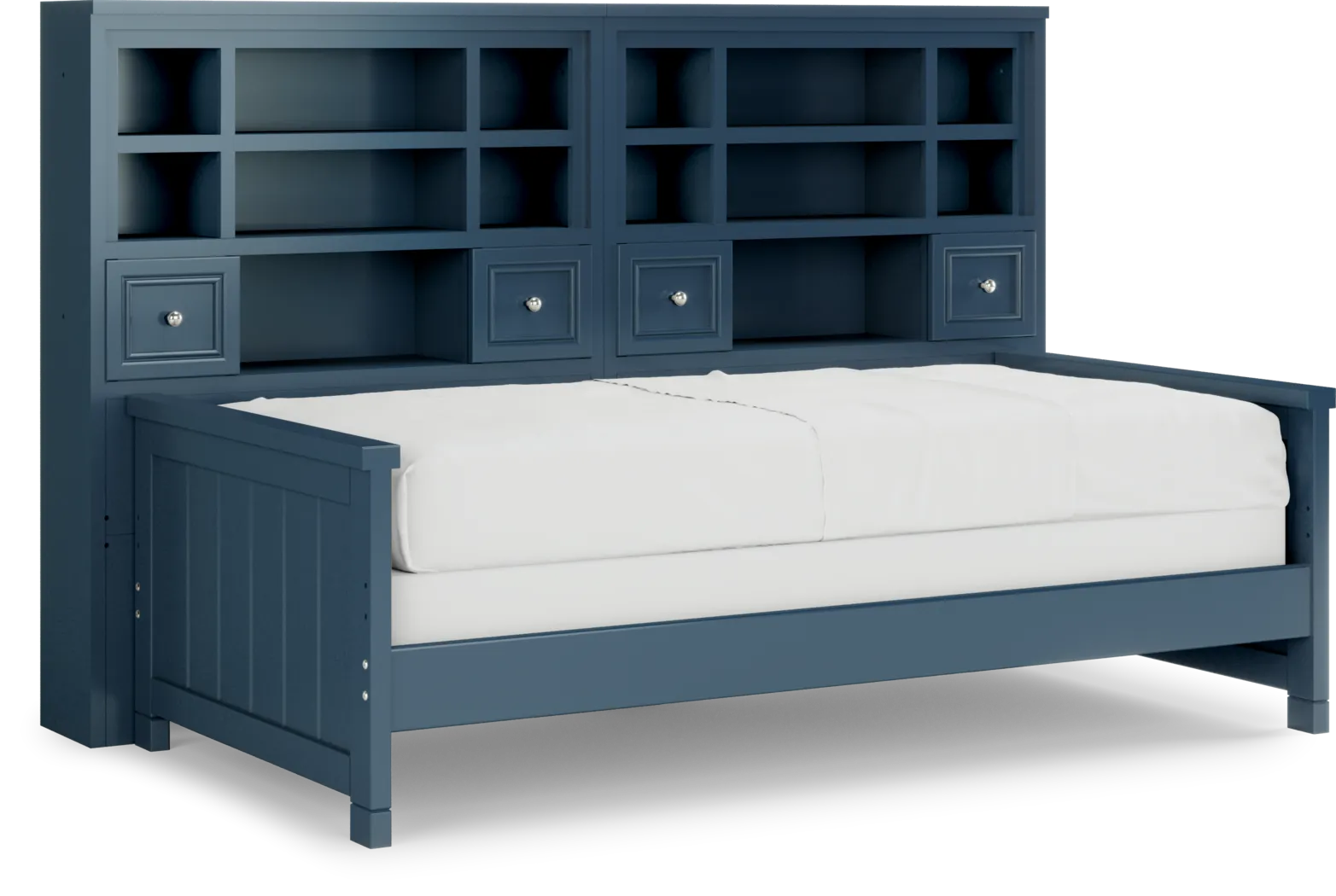 Kids Cottage Colors Navy Twin Bookcase Wall Bed - Thumbnail - Image 1