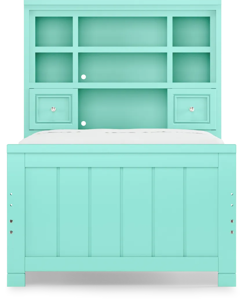 Kids Cottage Colors Turquoise 3 Pc Twin Bookcase Bed - Thumbnail - Image 4
