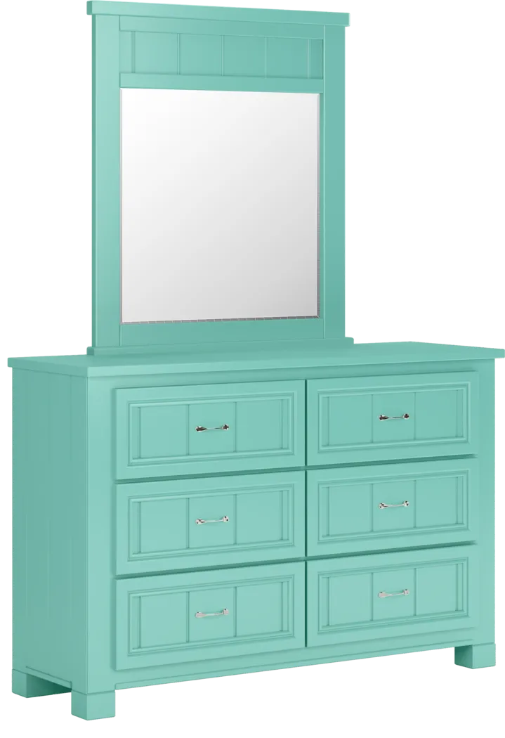Kids Cottage Colors Turquoise Dresser & Mirror Set - Thumbnail - Image 2