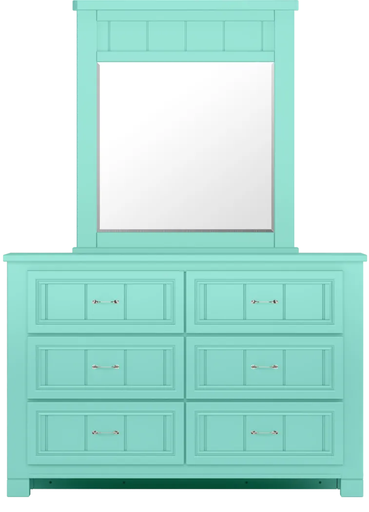 Kids Cottage Colors Turquoise Dresser & Mirror Set - Thumbnail - Image 1