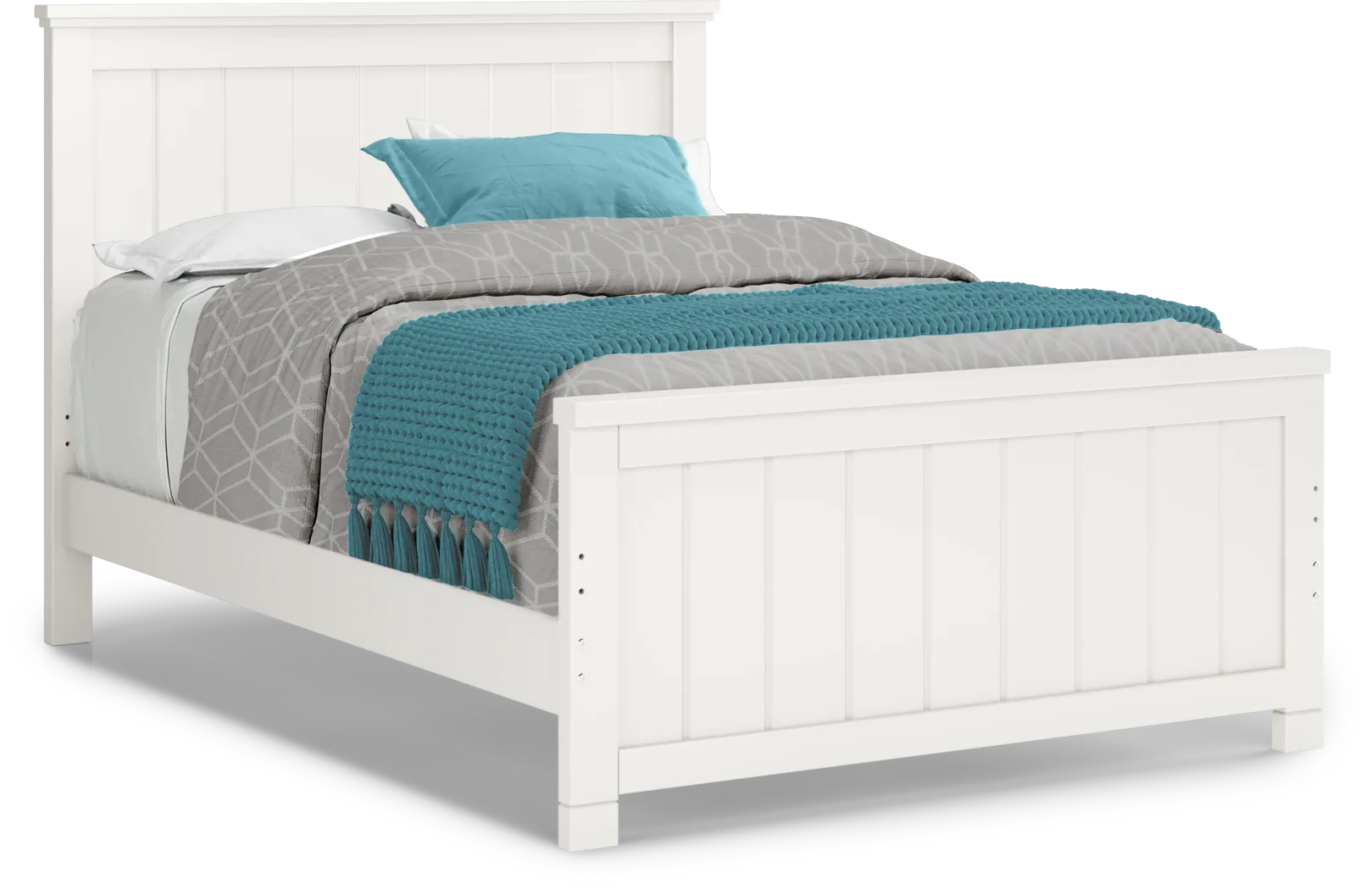 Kids Cottage Colors White Full Panel Bed - Thumbnail - Image 1
