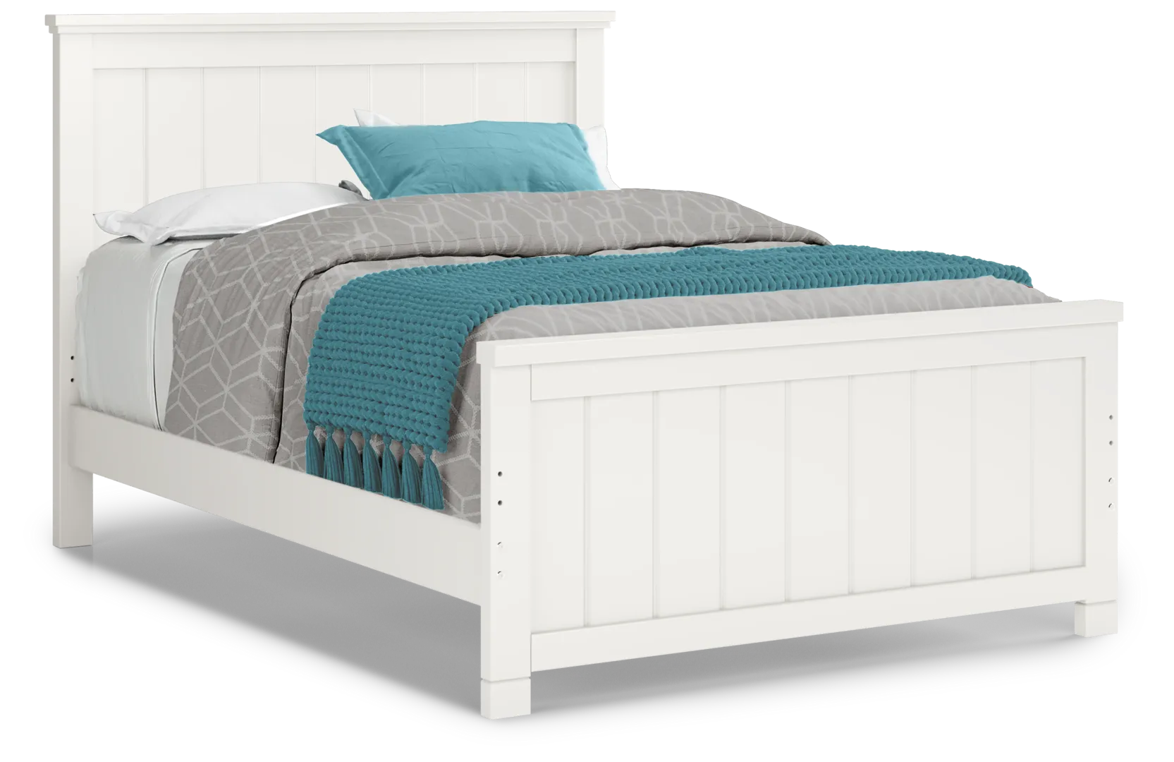 white 3 pc full panel bed