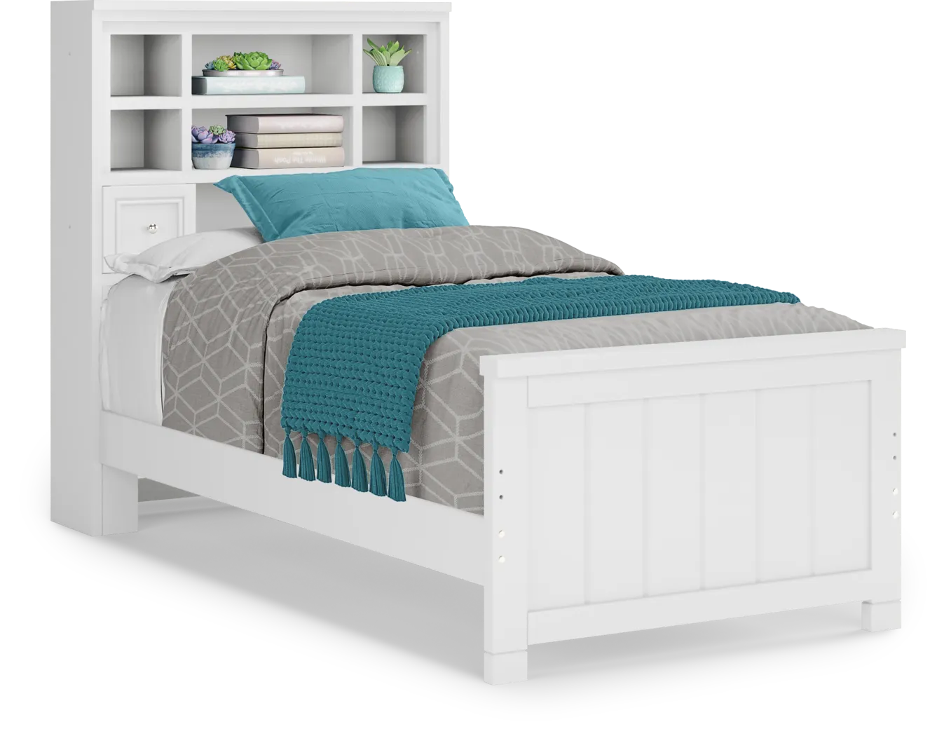 Kids Cottage Colors White Twin Bookcase Bedroom - Thumbnail - Image 2