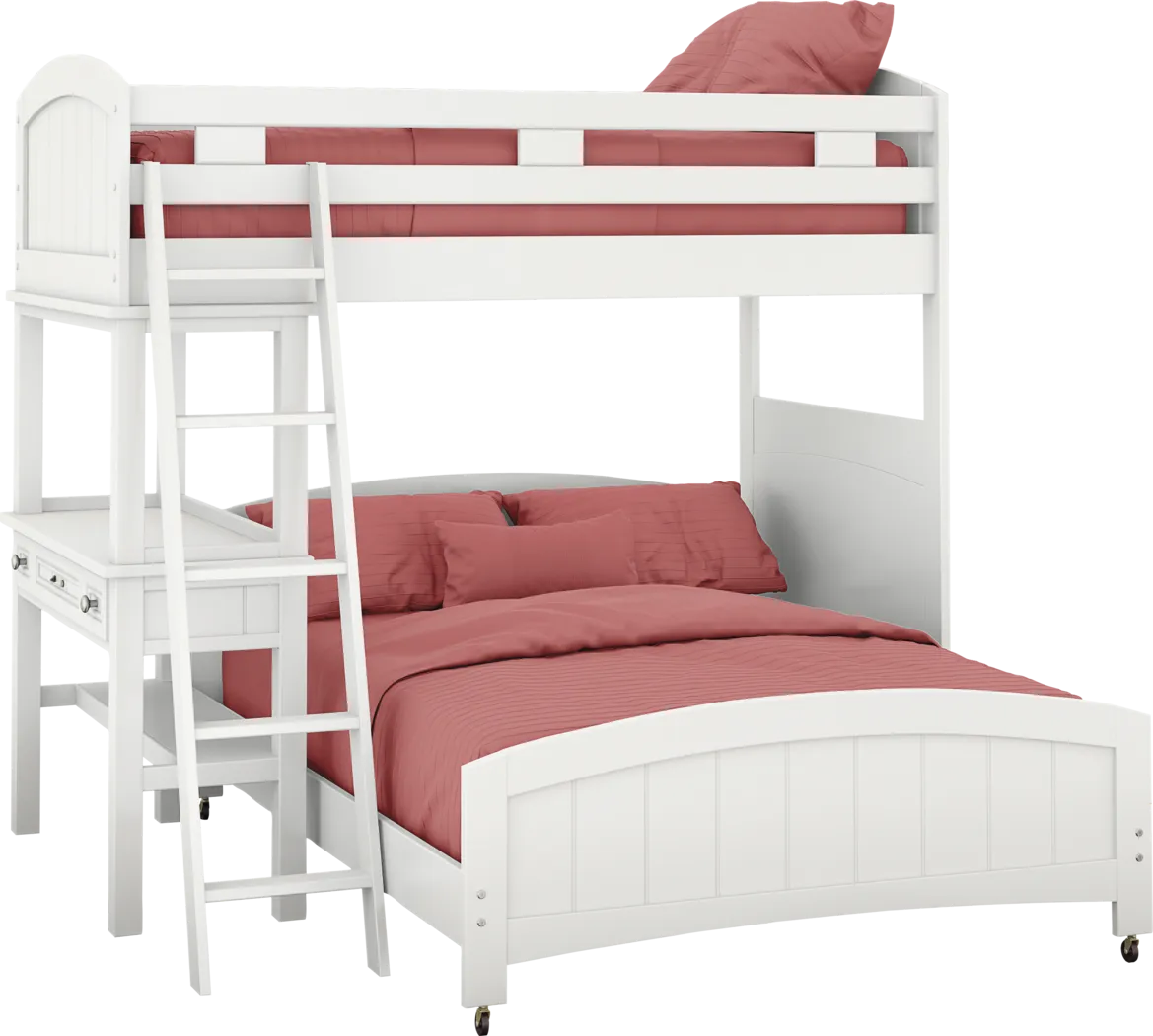 Kids Cottage Colors White Twin/Full Loft Bed with Desk - Thumbnail - Image 1