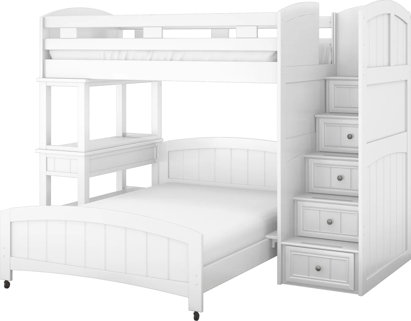 Kids Cottage Colors White Twin/Full Step Loft Bed with Desk - Thumbnail - Image 3