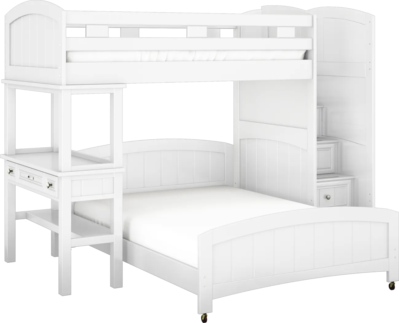 Kids Cottage Colors White Twin/Full Step Loft Bed with Desk - Thumbnail - Image 1