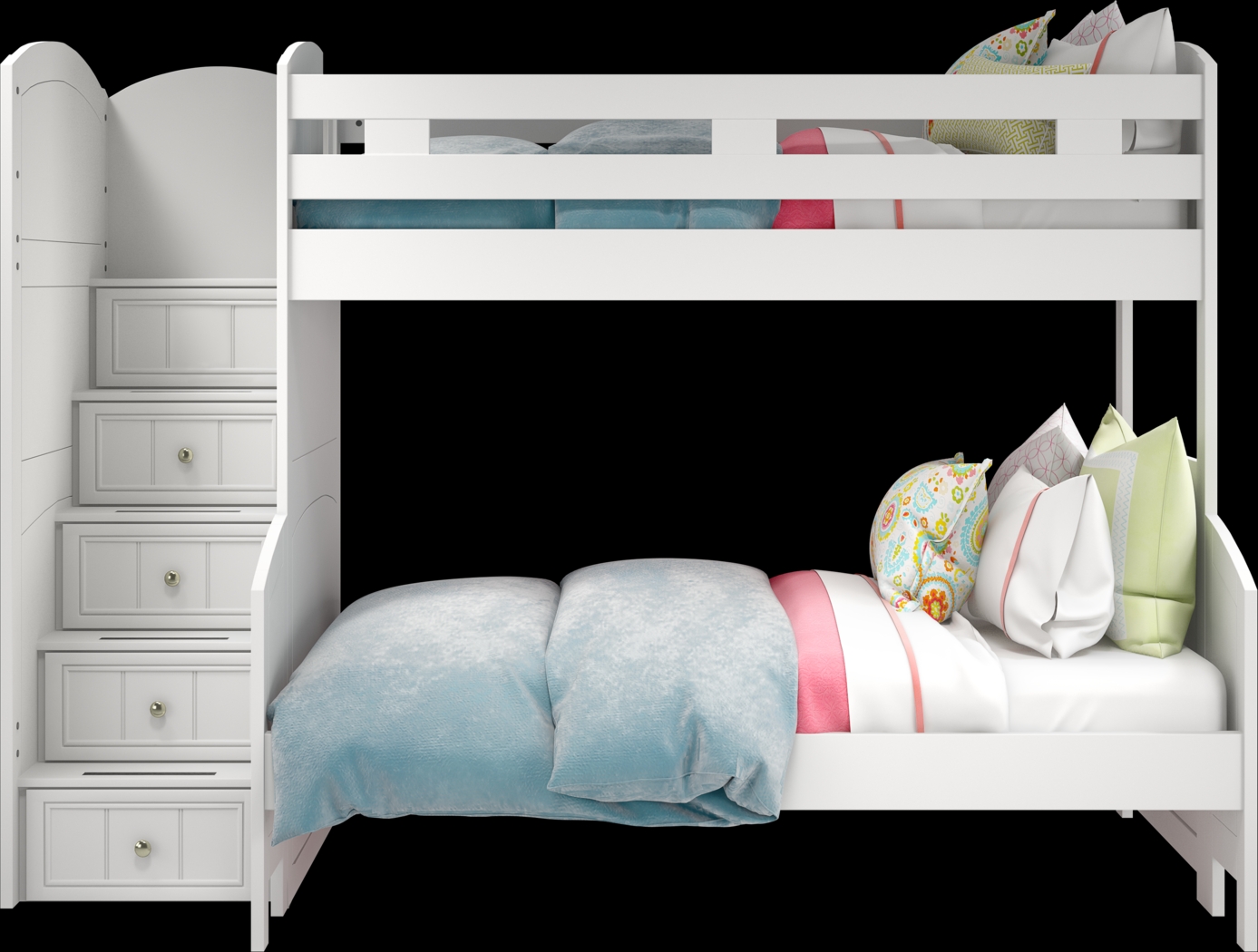 Kids Cottage Colors White Twin/Full Step Bunk - Thumbnail - Image 3