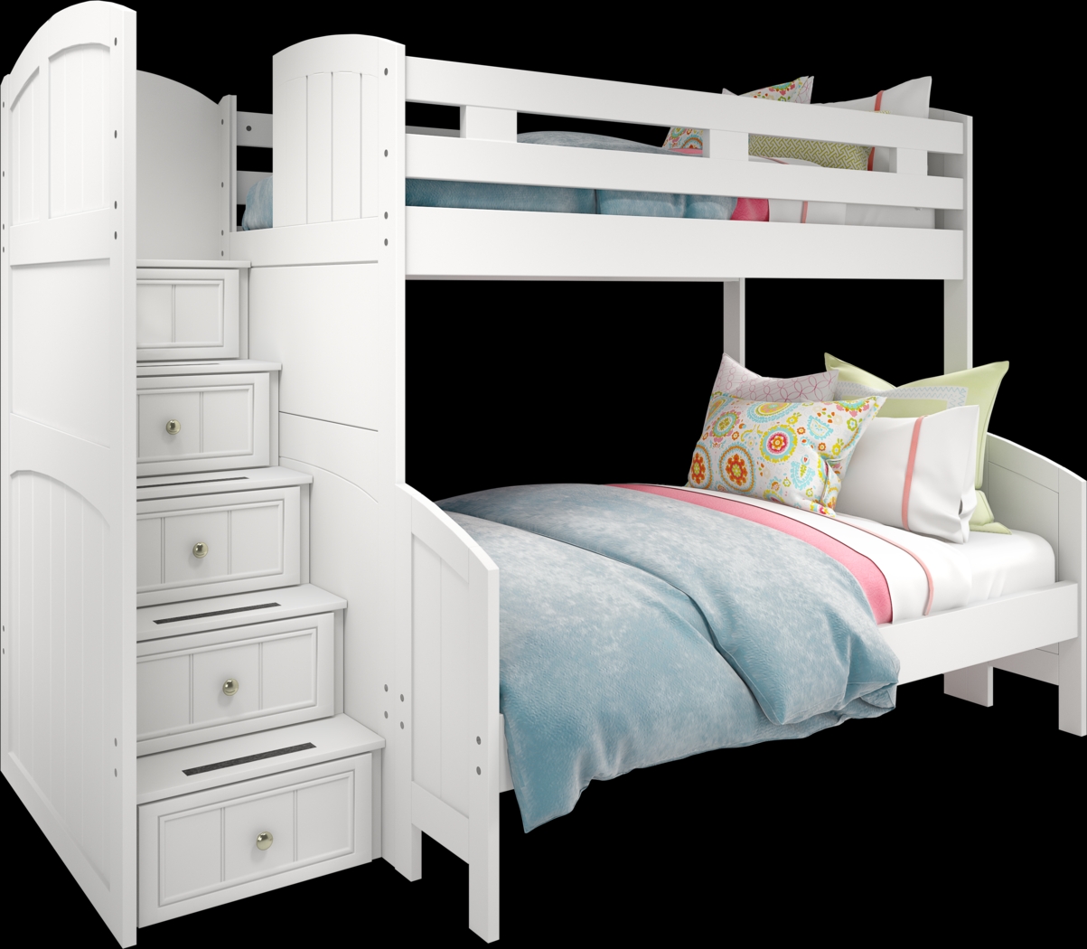 Kids Cottage Colors White Twin/Full Step Bunk - Thumbnail - Image 1