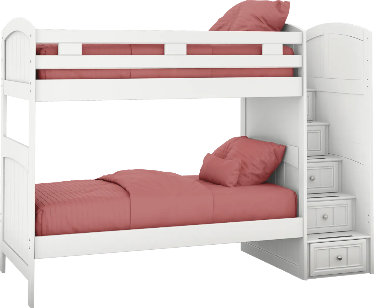 Kids Cottage Colors White Twin/Twin Step Bunk Bed - Thumbnail - Image 1