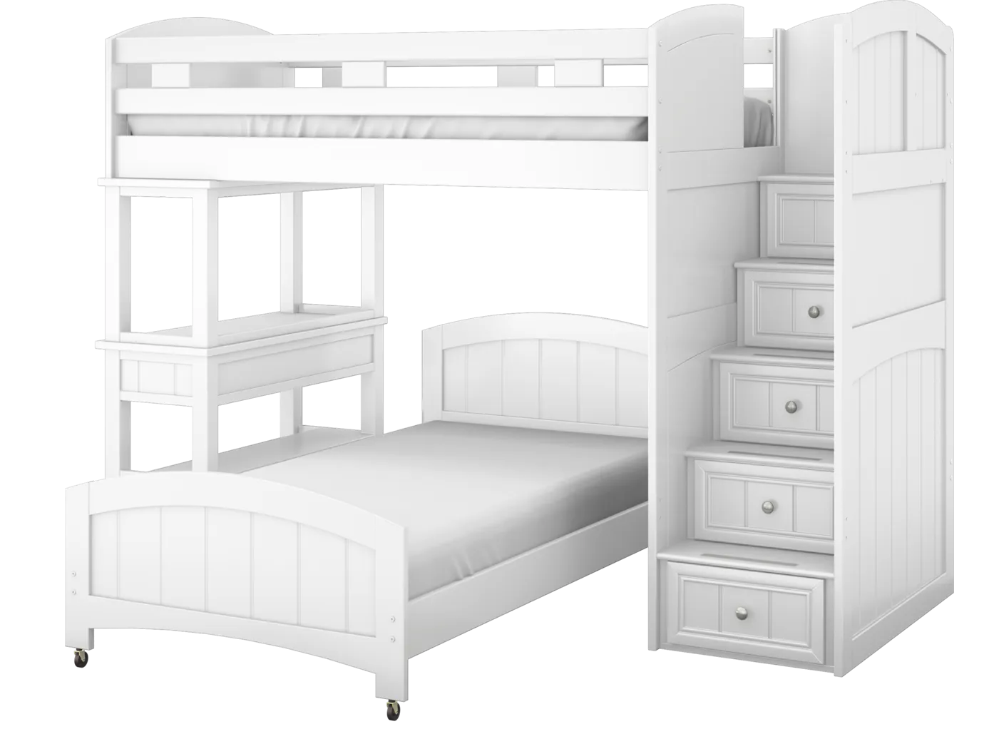 Kids Cottage Colors White Twin/Twin Step Bunk with Desk - Thumbnail - Image 3