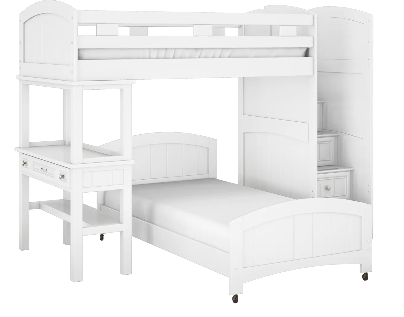 Kids Cottage Colors White Twin/Twin Step Bunk with Desk - Thumbnail - Image 1