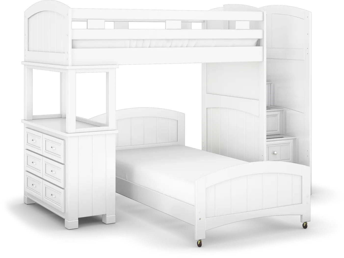 Kids Cottage Colors White Twin/Twin Step Bunk with Dresser - Thumbnail - Image 1
