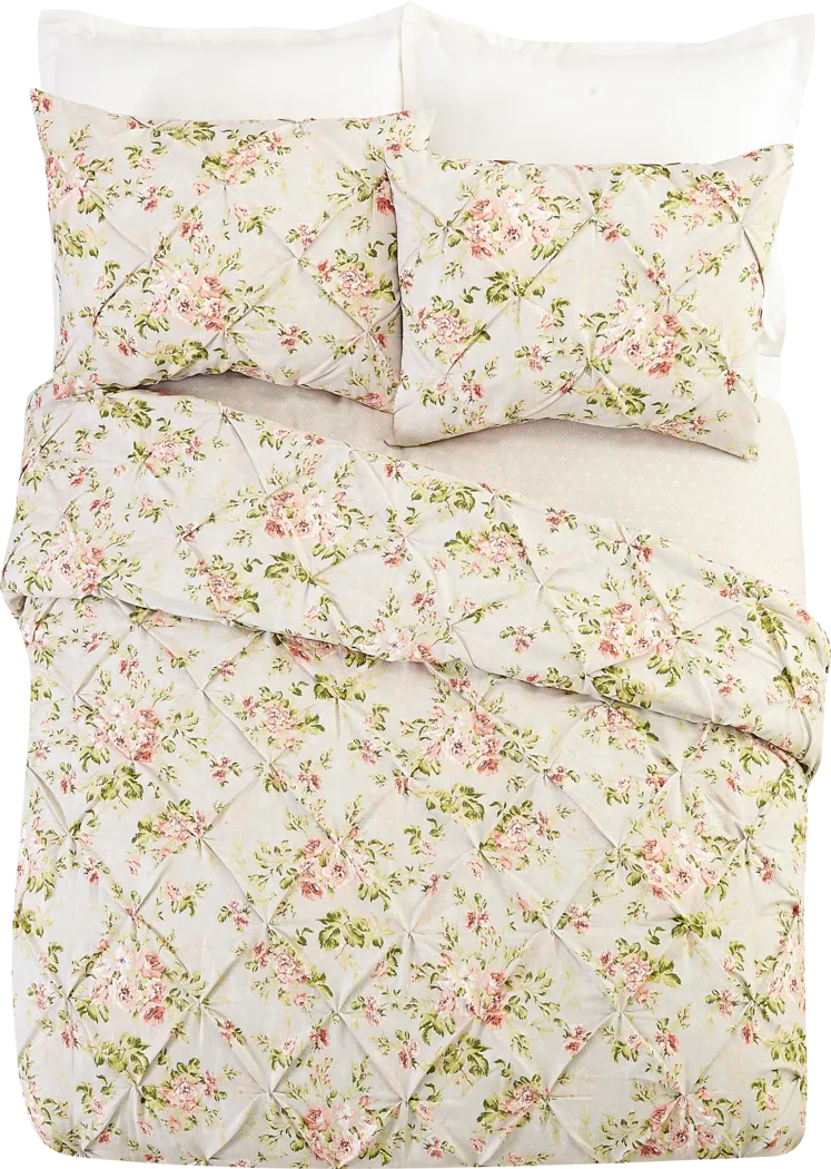 Kids Cottage Roses Gray 3 Pc Full/Queen Comforter Set - Thumbnail - Image 3