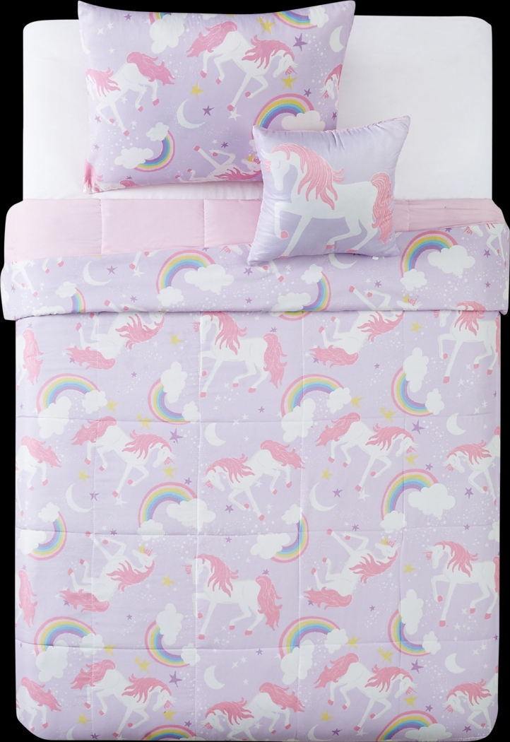 Kids Cotton Candy Unicorn Purple Twin Comforter Set - Thumbnail - Image 4