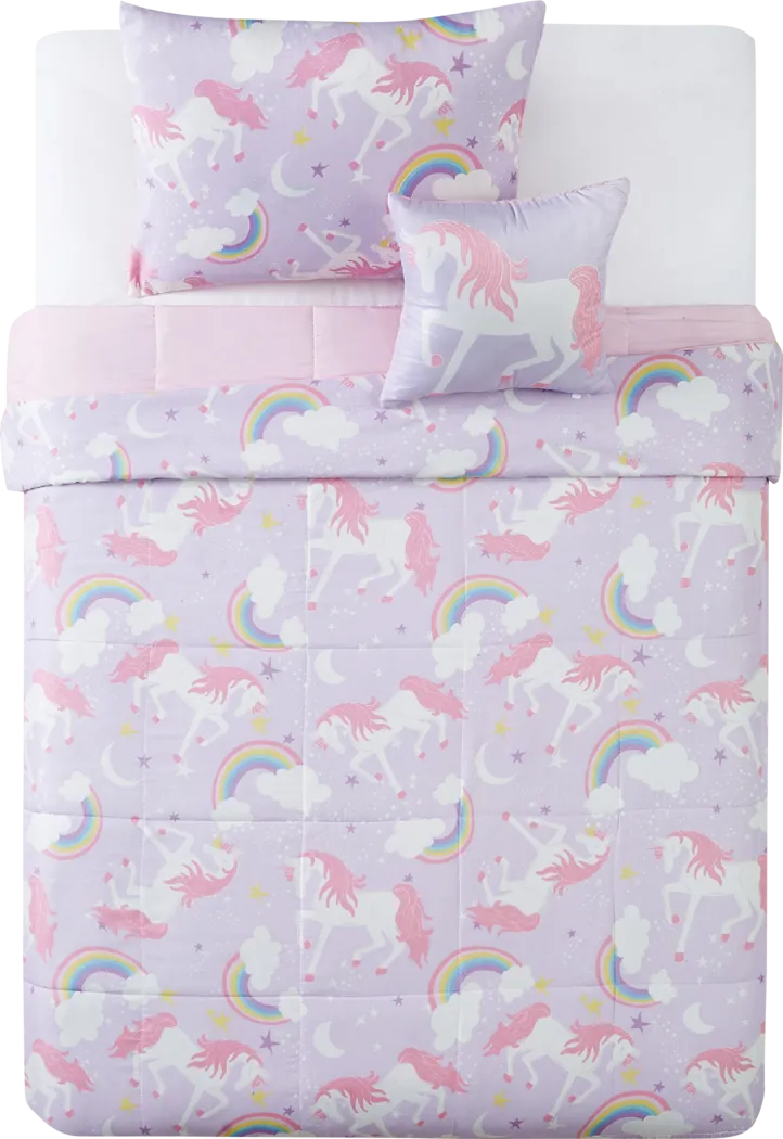 Kids Cotton Candy Unicorn Purple Full Comforter Set - Thumbnail - Image 5
