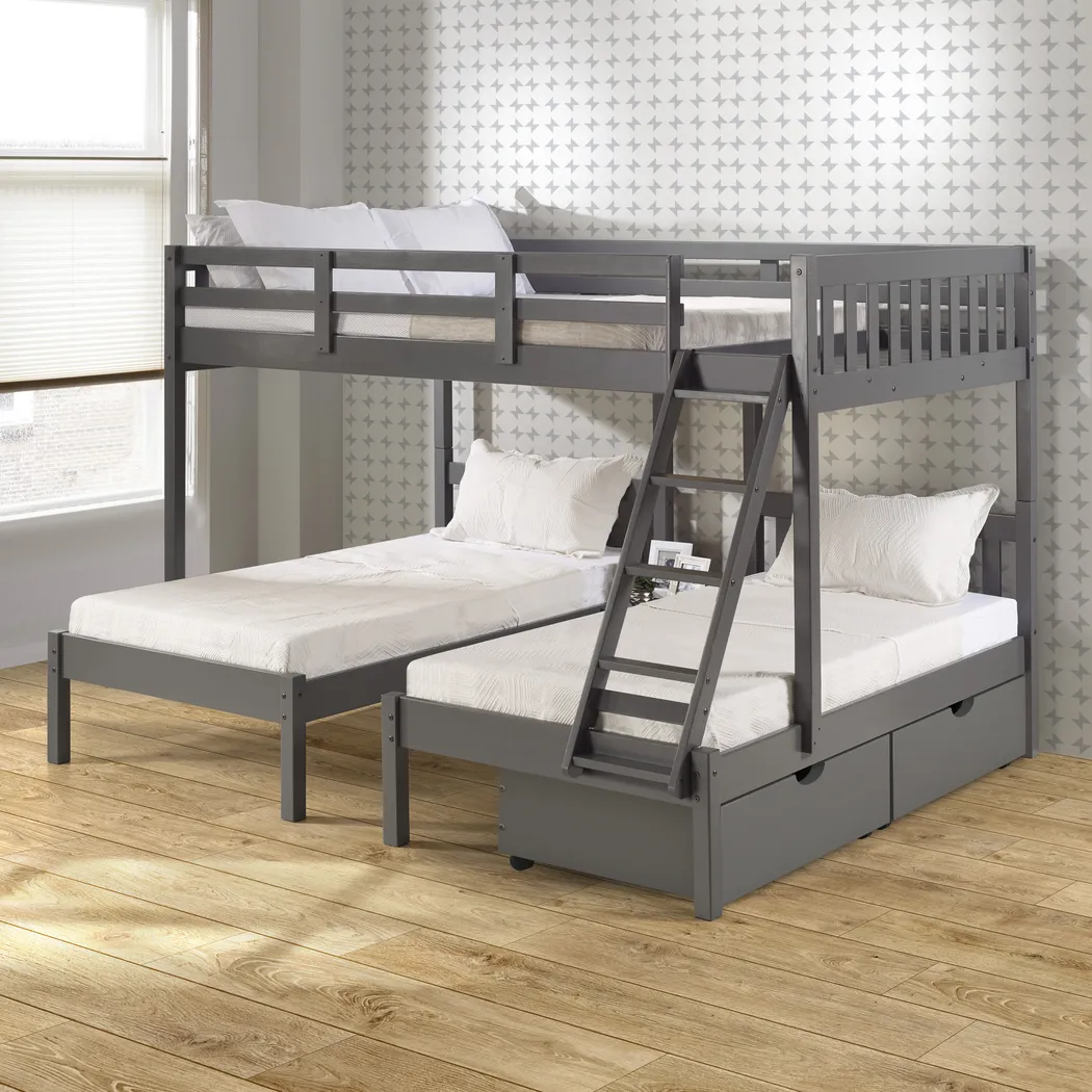 Kids Courville Gray Full/Double Twin Bunk Bed - Thumbnail - Image 1