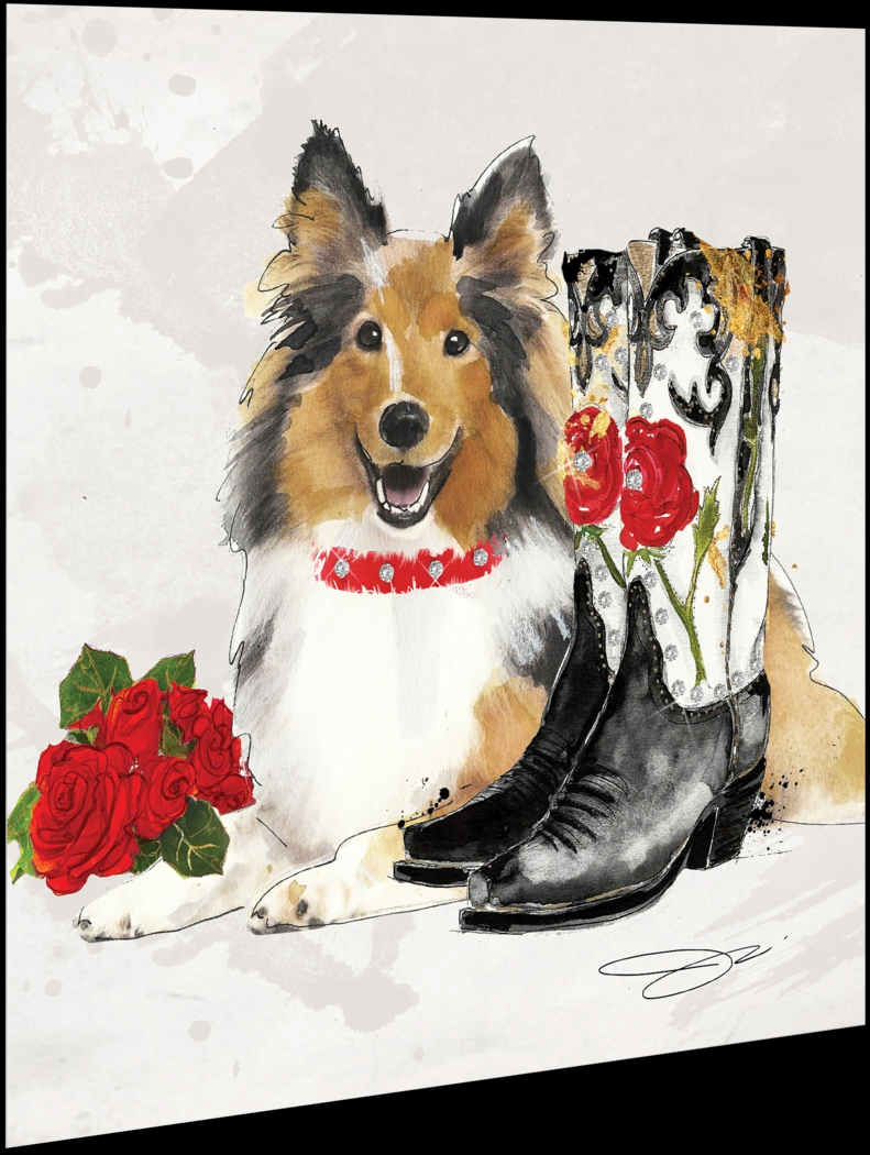 Kids Cowgirl Collie White Glass Wall Art - Thumbnail - Image 2